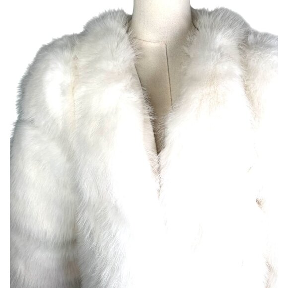 White Faux Fur Coat - Medium Size 6 Polyester Fabric & Lining - Picture 9 of 16